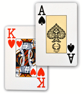 Playing card with jumbo index and two pips