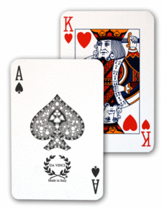 Playing card with standard index and two pips